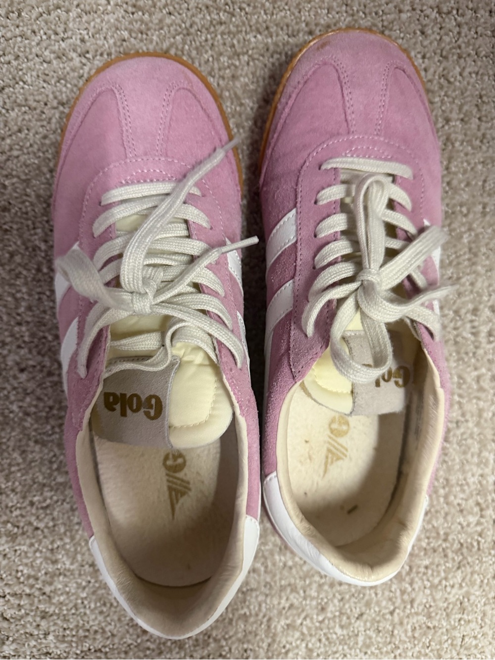 Goal Elan Pink Suede Lace-Up Sneakers with White Stripes